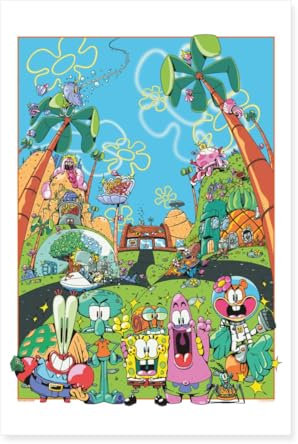 Spreadshirt Spongebob Schwammkopf Bikini Bottom Von Mackey Poster 40x60 cm, One size, Weiß