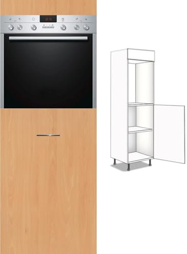 Premium-Ambiente CAF022 Hochschrank 1-türig für Herd/Micro 154cm hoch 60cm breit Softclosing EURODEKOR®(Std-Griff-Anschlag rechts, 22 Ellmau Buche)