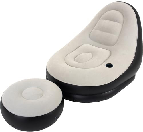 AVENLI Sillón Inflable con Reposapiés 125 x 100 x 85 cm – Puf Gamer para Adultos – Sofá Relajante y Sillón Lounge para Gaming y Camping – Ligero, Portátil y Cómodo para el Hogar y el Exterior