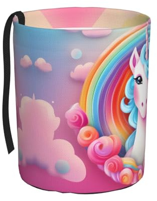 WZYCWB Poubelle de voiture pliable à suspendre avec licorne arc-en-ciel - Convient pour voyage, SUV, camion, berline