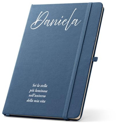 Arkhé Taccuino con copertina personalizzabile, Copertina Rigida effetto jeans, elastico di chiusura in tinta, Diario per Appunti Personali