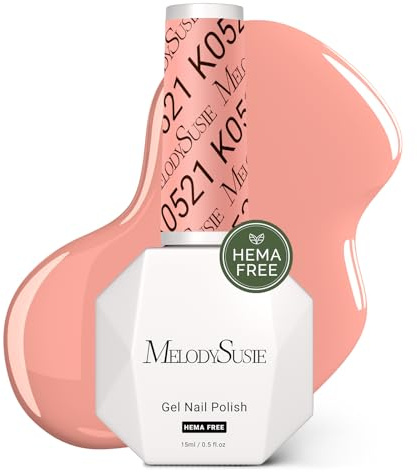 MelodySusie Hema Free Gel Nail Polish, 0.5 Fl Oz Thick Light Orange Pink Gel Polish, Non-Toxic, Long Lasting, Soak Off UV Nail Polish, Manicure Nail Design Salon DIY Nail Art at Home K0521