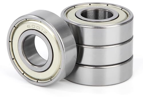 4 Stück 6001ZZ Kugellager 12x28x8mm Chromstahl und Vorgeschmiert Rillenkugellager, 6001Z Doppelte Metalldichtung mit Dichtungen Schilde für DIY, Skateboards, Drehbänke, Motoren