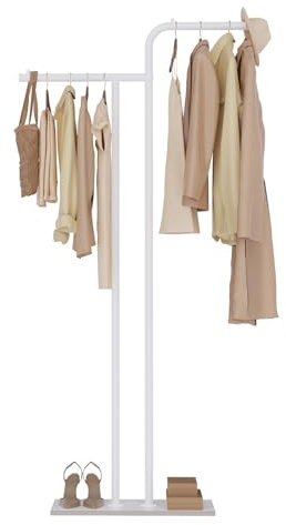 GUOHNHE GUOHNHE GYJ301W Modern Double Column Small Metal Coat Rack with Rock Plate for Living Room 180 cm White