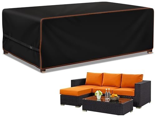 Enzeno Garden Furniture Covers for Outdoor - 200x200x90cm Waterproof Outdoor Furniture Covers with Air Vent,Patio Rectangle/Rectangular Table and Chair Set Cover, Heavy Duty rattan furniture set