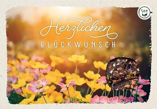 Herzlichen Glückwunsch: Teekarte mit Sichtfenster
