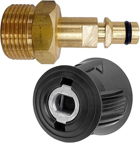 Times Mark M22 14mm to Quick Connect Adapter 2pcs - for Karcher K2 K3 K4 K5 K6 K7 Series Brass High Pressure Washer Hose Connector, Turbo Nozzle & Gun Conversion Kit with 5-in-1 Spray Tips