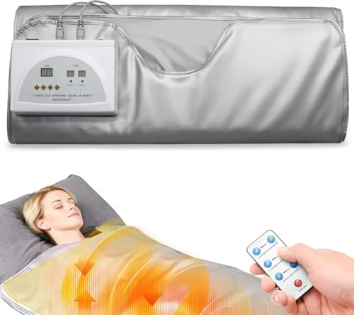 Kensbro Couverture Sauna Infrarouge Portable avec Télécommande | Couverture de sauna avec température réglable 2 zones, pour maison et salon de beauté, 180 x 80 cm