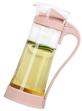 LOLIPPYY Transparent Glass Water Pitcher Cold Water Kettle Food-Safe Glass Beverage Jug with Comfort-Grip Handle for Iced Tea Juice and Homemade Drinks Pink