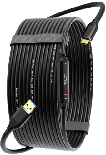 ZVOIYKM Active USB 3.0 A to C Cable 10M (30FT), Built-in Signal Booster Chip for 5Gbps High-Speed Data, in-Wall Rated USB 3.0 Extension Cord for VR, Surveillance, Gaming, Videoconference, PC and More