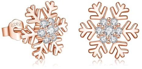 Zolkamery Ohrringe Weihnachten, 925 Sterling Silber Schneeflocken/Elch Ohrstecker Ohrringe für Damen Mädchen, Klein Hypoallergen Weihnachts Ohrstecker mit Perlen Zirkonia, Geschenk zu Weihnachten