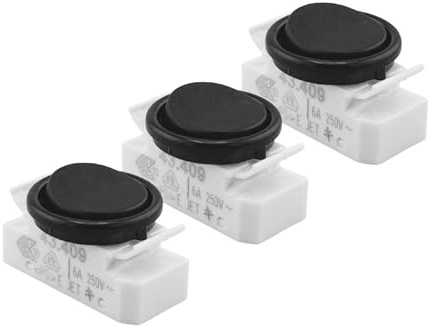 Wippschalter BJB 43.409 3 Stück Schalter runde Wippe ON/OFF Leuchteneinbau PVC Einbauschalter für Lampen Ersatzschalter Ersatzteil klein Schwarz