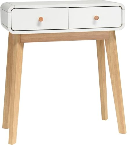 Cassie Konsolentisch Weiß, 65 x 30 x 76 cm, mit 2 Schubladen, aus Holzwerkstoff für Eingangsbereich, Wohnzimmer und Schlafzimmer