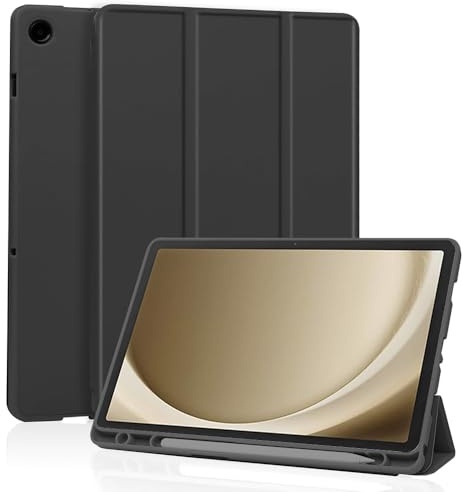 Techsuit für Samsung Galaxy Tab A9 Plus Hülle mit Stifthalter, Dreifach Ständer, Schlankem Design, Auto Sleep Wake, Präzisen Aussparungen, Flex Trifold Series, Schwarz