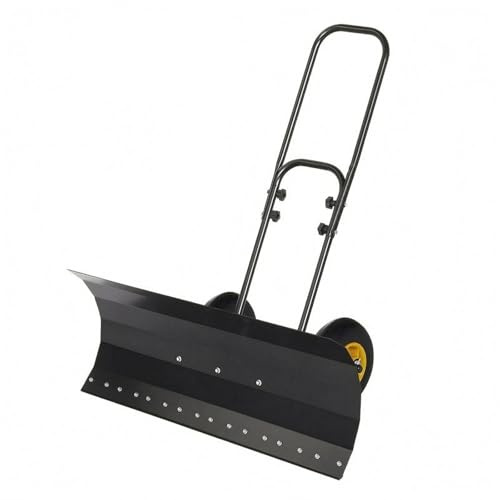 DimyFew Pala Quitanieve con Ruedas Borde Remachado Limpiador Jardín Ajustable Metal Negro para Nieve