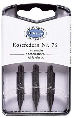 Brause 300076B - Plumes d'écriture pour porte-plume - Boite de 3 plumes métal Rose - Fabrication Allemande