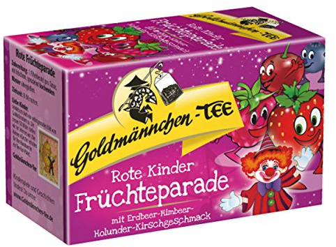 Goldmännchen Tee rote Kinder Früchteparade, Früchtemischung, Früchtetee, 20 einzeln versiegelte Teebeutel