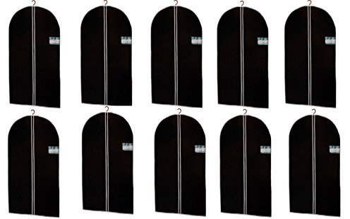 Borsa porta abiti in pile XL circa 150 x 60 cm nero - set da 10 - borsa porta abiti con finestra di visualizzazione - custodia protettiva da viaggio per i vestiti