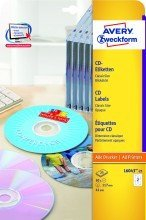 Avery Zweckform© L6043-25 CD-Etiketten, 117 mm, 25 Blatt/50 Etiketten, weiá