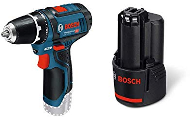 Bosch Professional Perceuse-Visseuse sans Fil GSR 12V-15 (12 V, Ø de vissage Maxi. : 7mm, Couple Max. : 30 Nm) & Batterie Lithium-ION GBA 12 Volt. 2,0 Ah, Noir