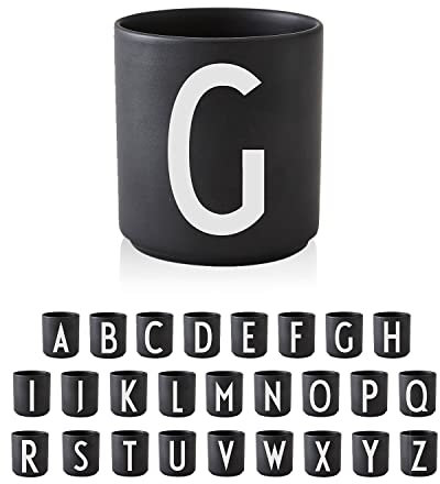 Design Letters Personal Porcelain Cups A-Z (Black) - G, 10204000