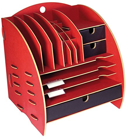 Werkhaus - Organizer Leo XL aus Holz in verschiedenen Farben (Dunkelrot)