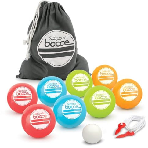 GoSports - Set di bocce morbide, con 8 palline pesate, pallino e custodia, per giocare all'interno o all'esterno