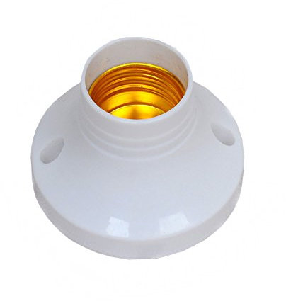 E27 Base Lamp Holder,FINELED E27 Round Plastic Base Screw Light Bulb Lamp Socket Holder White(Without back cover)