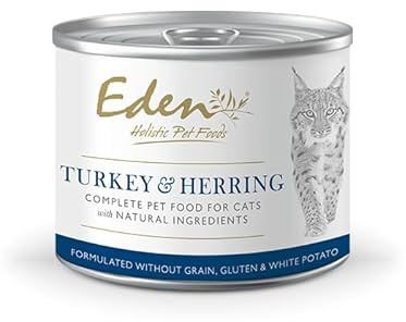 Eden Turkey & Herring Wet Food for Cats 200g. Naturally Complete Premium Wet Cat Food for Kittens, Adult & Senior Cats. Added Superfoods and prebiotics for digestive health. Can be used As A Topper