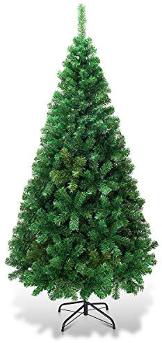 COSTWAY 180 cm Árbol de Navidad Artificial, Arbol de Navidad Verde con Base Metálica, Árbol Artificial de PVC con 650 Ramas, Decoración Navideña para Interiores Fácil de Montar