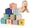 Mini Tudou Baby Bausteine Spielzeug Stapelwürfel Bauen Motorikspielzeug Baby Beißring,Lehrreich Lernspielzeug mit Zahlen Tiere Formen Texturen ab 6 Monate 12 Stück