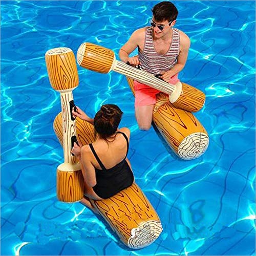 LONEEDY 2 Stück gesetzte aufblasbare Schwimm Reihe Spielwaren, Erwachsene Kinder-Pool-Party Wassersportspiele Lügen Flöße Float Spielzeug (Gelb)