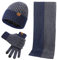LumiSyne Winter 3 In 1 Mütze Schal Handschuh Sets Für Herren Damen Mode Einfache Zweifarbige Jacquard Touchscreen Handschuhe Beanie Strickmütze Langer Schal Verdickte Und Weiche Wolle
