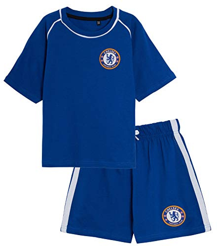 Chelsea Kinder FC Kurzpyjamas Jungen Premiership Fußballclub Kit Kurz-Pyjamas Shorts + T-Shirt Set