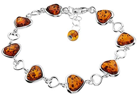 Armband - Herz - Silber 925/000 - Bernstein