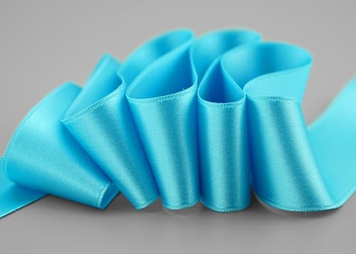 3 m x 40 mm Satinband HIMMELBLAU Türkis (612) doppelseitiges Schleifenband aus Satin ohne Draht weich und glänzend Geschenkband Deko Band double face Dekoband Dekorieren Basteln