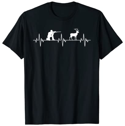 Heartbeat Hirsch Jagd Jäger Weißer Schwanz Hirsch Elch Zielscheibe T-Shirt