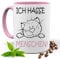 Blickfang Lustige Tasse mit Spruch |ICH HASSE MENSCHEN | Katze| Kakao- Kaffee- Tee- Fototasse| Geschenke für männer frauen | Keramik Tasse |Spülmaschinenfest (Rosa)