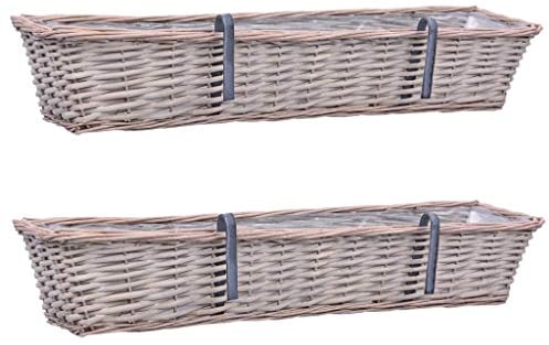 Tidyard 2 STK. Blumenkasten Balkonkasten Pflanzkübel Pflanzkasten Blumentopf Blumenkübel Pflanzgefäß Weide mit PE-Auskleidung 80 cm