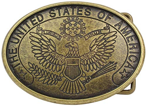 BELTINGER Gürtelschnalle United States of America 4,0 cm | Buckle Wechselschließe Gürtelschließe 40mm Massiv | für Reit-Outfit | Altmessing