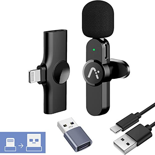 Aisizon Wireless lavalire Microphone, Wireless Clip on Microphones, Wireless Mic A3, for iPhone, Laptop,Zoom Meeting, Video Recording, tiktok.