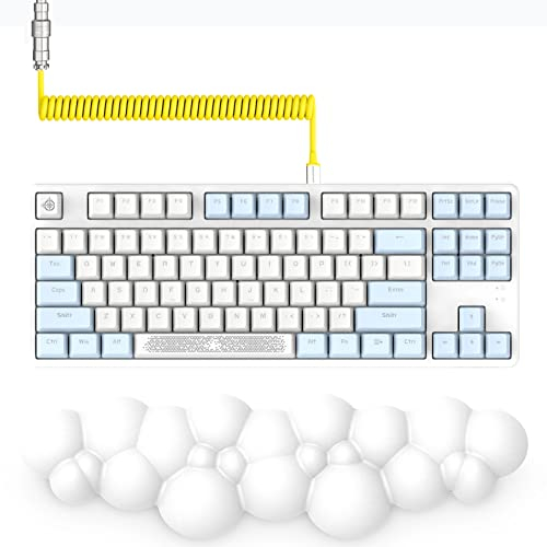 AJAZZ AK873-75% Wired Gaming Tastatur-Hot Swappable Blue Switch Mechanische Tastatur TKL 80% & Spiral USB C Kabel & Wrist Rest-RGB Light Up-Kompakt 87 Tasten-Abnehmbare Magnetic Abdeckung für PC/Mac