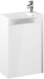 VBChome Badmöbel Set 45 cm Weiß Waschbecken mit Weiß Hängeschrank Waschtisch 1-Türen Soft-Close Seitengriff Modern Elegant
