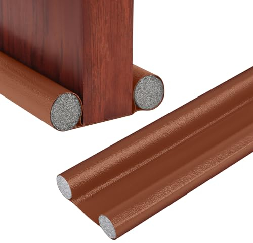 Burlete para Puertas, 96cm Tope Aislante para Puerta, Tira de Sellado de Puerta Inferior, Burlete de Puerta Doble Antipolvo, para Prevenir Polvo, Insectos, Viento y Aislamiento Acústico (marrón)