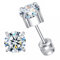 ZOCOYUU Titanium Screw Back Surgical Stainless Steel Stud Earrings for Women Men,Rainbow 5A Cubic Zirconia Studs Double Side Earrings Piercing Sleeper Studs Jewelry 6mm (Silver-White-6mm)