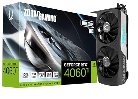 ZOTAC Gaming GeForce RTX 4060 Ti 8GB Twin Edge OC DLSS 3 8GB GDDR6 128-bit 18 Gbps PCIE 4.0 Compact Gaming Graphics Card, IceStorm 2.0 Advanced Cooling, Spectra RGB Lighting, ZT-D40610H-10M