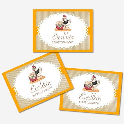 8 Aufkleber (10 x 7 cm) - Eierlikör - Etiketten Sticker selbstgemacht hausgemacht Küche Likörflaschen