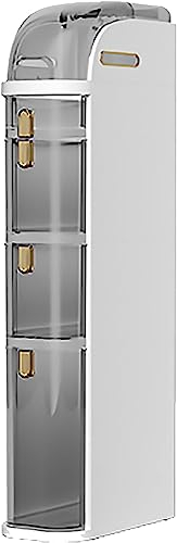 Armoire de Rangement au sol de Salle de bain à 4 niveaux, Tour de Rangement de Salle de bain étroite et Haute de 7 pouces Avec tiroirs transparents et roulettes, armoire de Rangement latéral