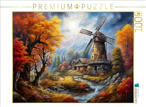 CALVENDO Puzzle Windmühle im Herbst | 1000 Teile Lege-Größe 64 x 48 cm Foto-Puzzle für glückliche Stunden