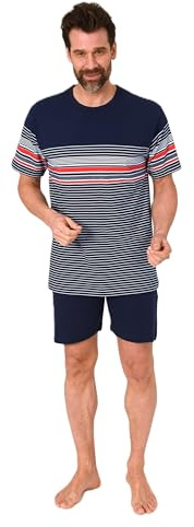 Normann Herren Kurzarm Schlafanzug Shorty in eleganter Streifenoptik - auch in Übergrößen